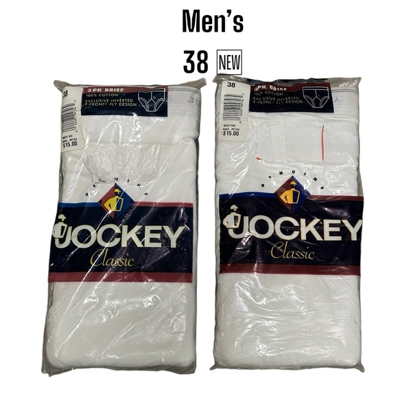 2 Packs of 3 Men’s Vintage Jockey 38 Brief White 1996 Y Front Fly Style 9007CR - Picture 2 of 7